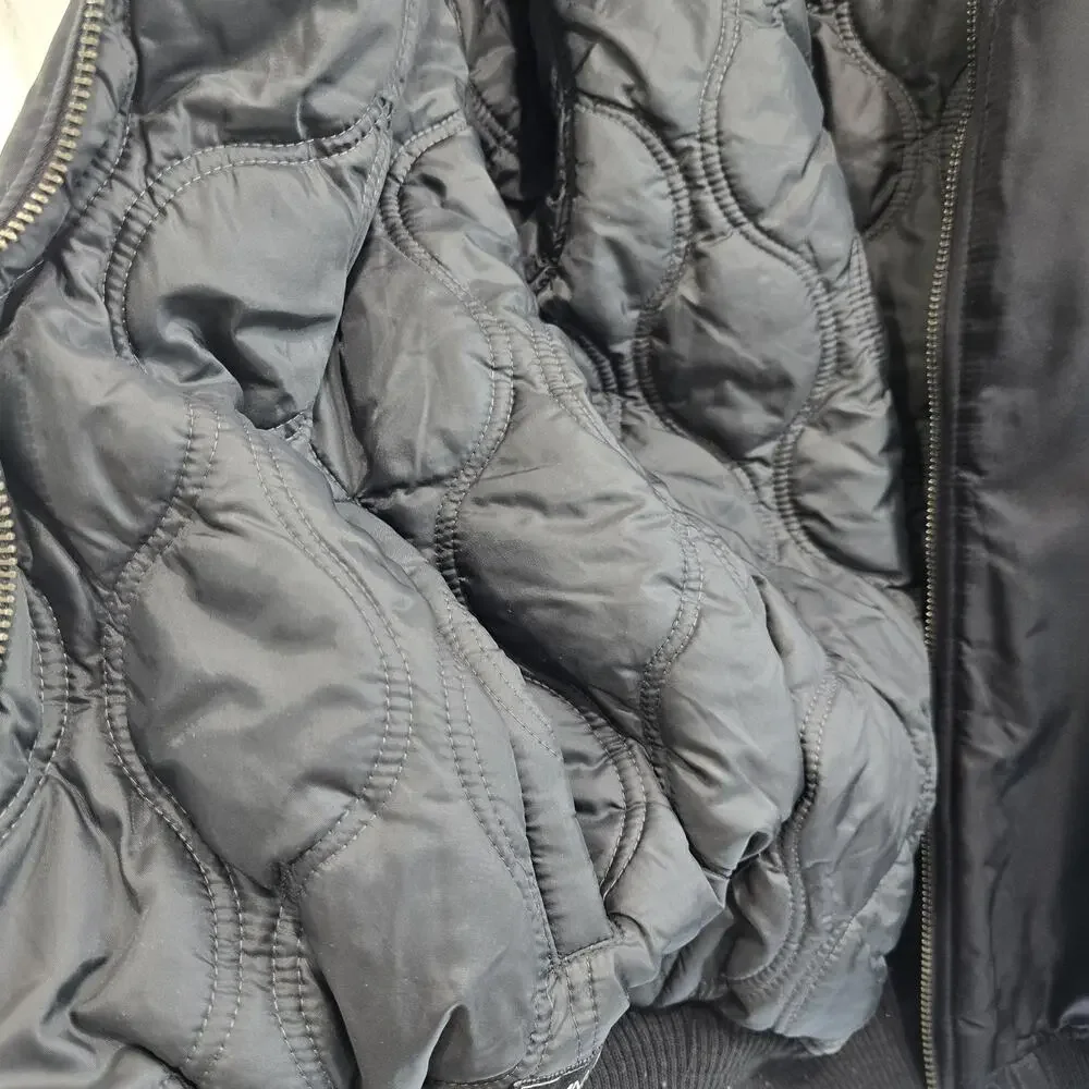 Vintage Y2K Jacket Mens Large Black Bomber Zip Sean John P Diddy Satin Coat Rare